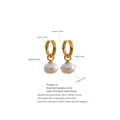Celeste Pearl Drop Hoop Earrings