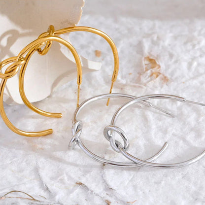 Knot Design Huggie Earrings