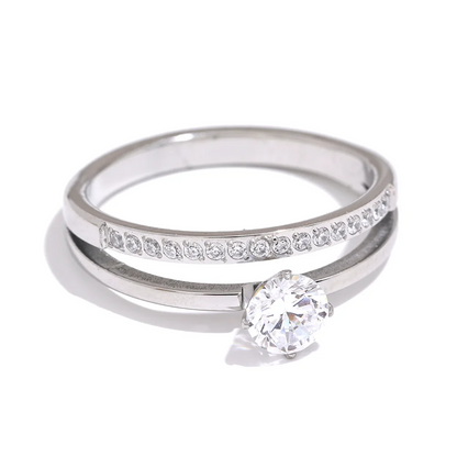 Double Layer Cubic Zirconia Ring
