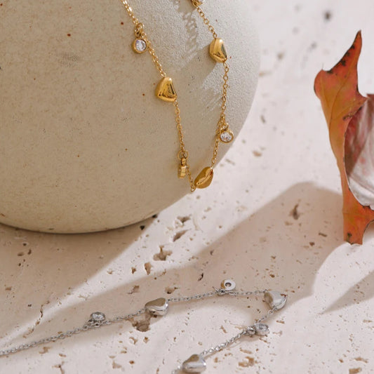 Romantic Zirconia Heart Drop Necklace