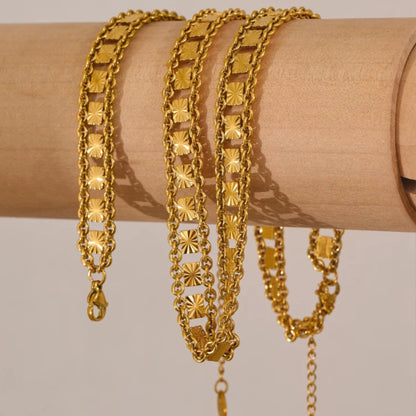 Bold Square Chain Necklace & Bracelet Set