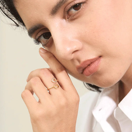 Adjustable Heart Hollow Ring