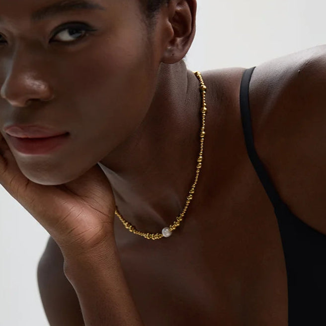 Pearl & Gold Bead Necklace