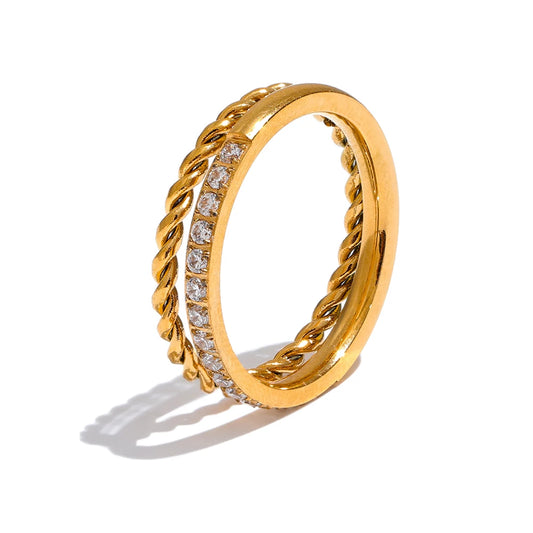 Delicate Double Round Chain Ring