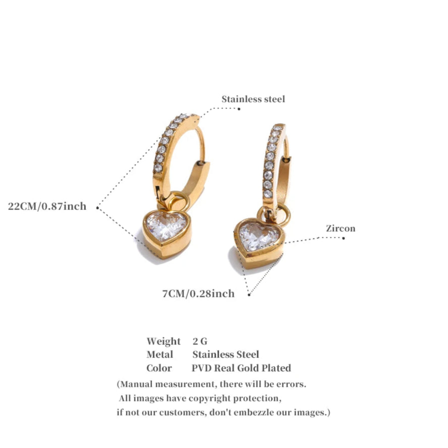 Amora Heart CZ Drop Earrings