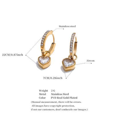 Amora Heart CZ Drop Earrings