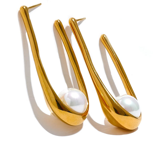 Minimalist Pearl Huggie Earrings