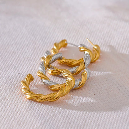 Twisted C-Shape Huggie Earrings