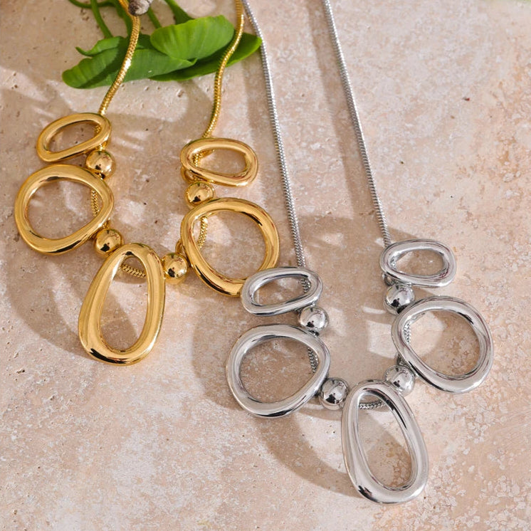 Hollow Oval Pendant Necklace