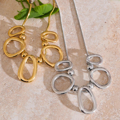 Hollow Oval Pendant Necklace