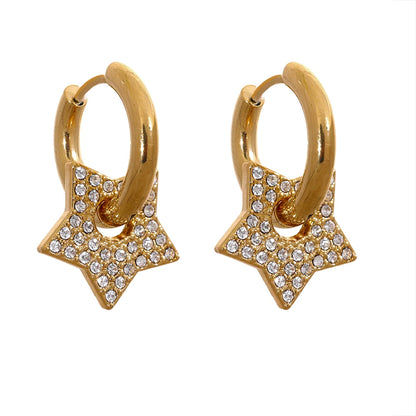 Star Drop Hoop Earrings