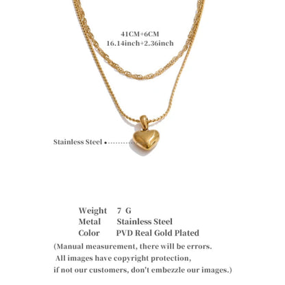 Double-Layer Heart Drop Necklace
