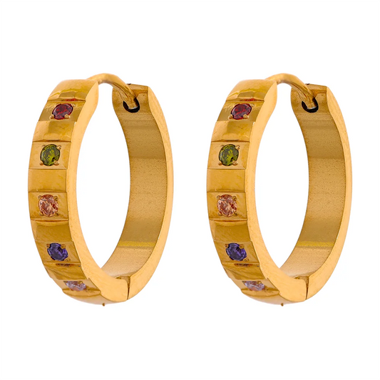 Colorful Zirconia Hoop Earrings