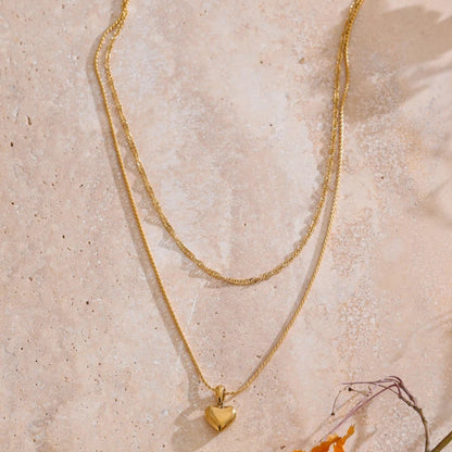 Double-Layer Heart Drop Necklace