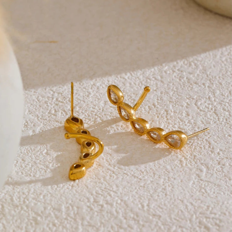 Geometric Cubic Zirconia Stud Earrings