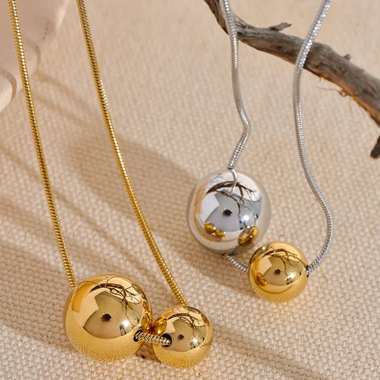 Round Ball Beads Pendant Necklace