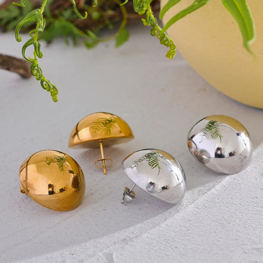 Classic Half-Round Stud Earrings