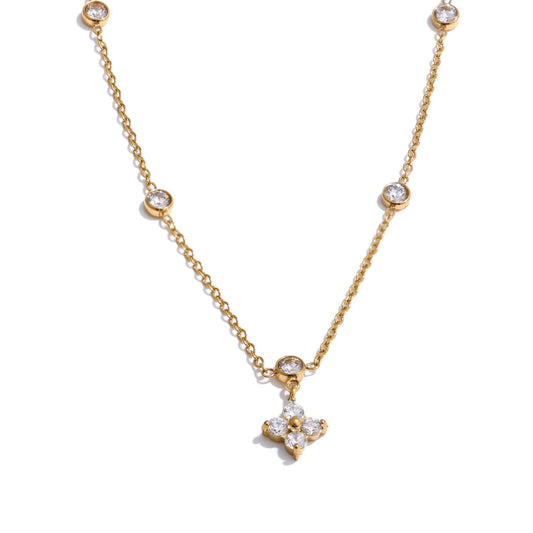 Cubic Zirconia Flower Pendant Necklace