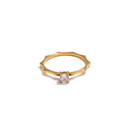 Elegant Thin Gold Cubic Zirconia Ring