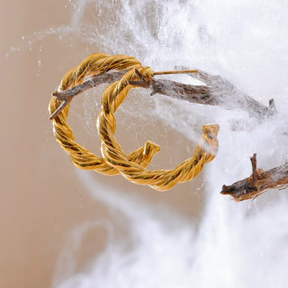 Twisted C-Shape Huggie Earrings