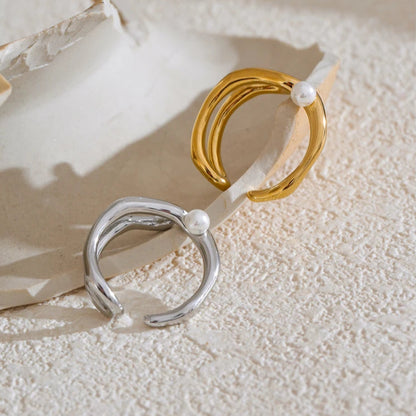 Geometric Open Ring with Pearls