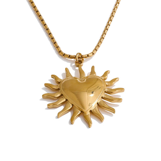 Sun & Heart Pendant Necklace