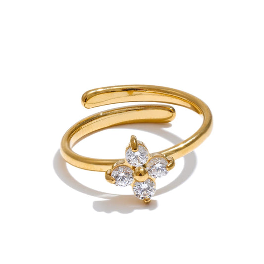 Flower Ring with Cubic Zirconia