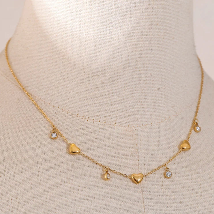 Romantic Zirconia Heart Drop Necklace