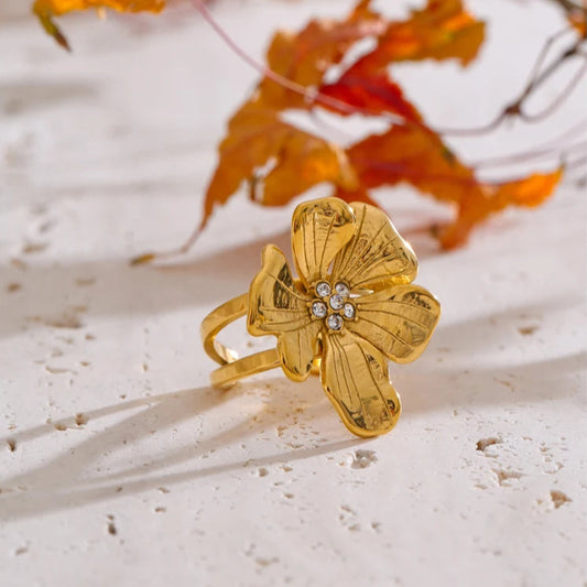 Adjustable Golden Flower Ring