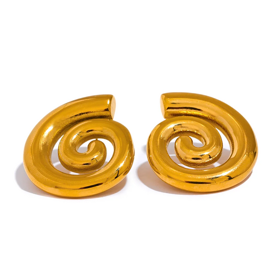 Conch-Inspired Geometric Stud Earrings