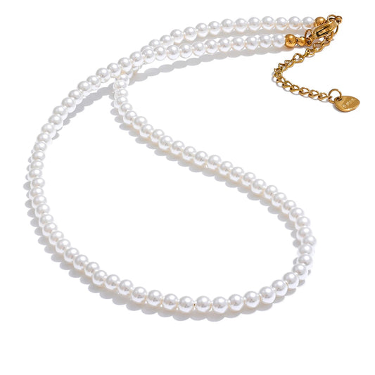 Elegant Beaded Chain Necklace with Imitation Pearls