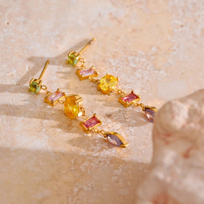 Colorful Cubic Zirconia Drop Earrings
