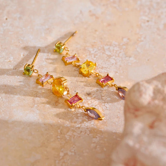 Colorful Cubic Zirconia Drop Earrings