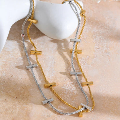Gold & Platinum Tone Link Chain Necklace