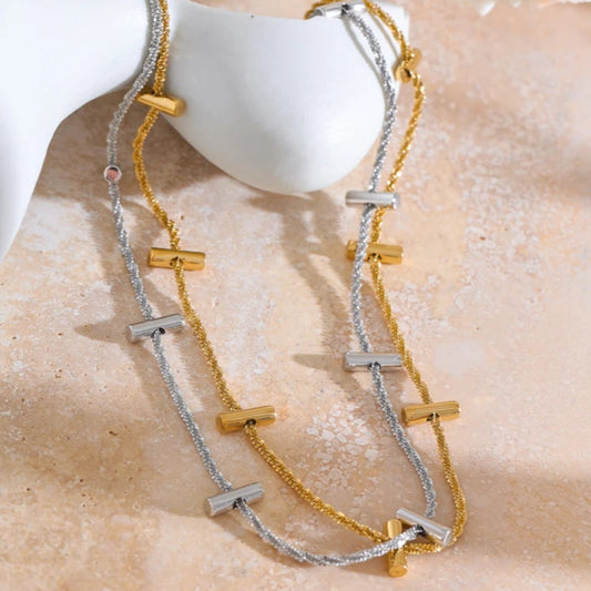 Gold & Platinum Tone Link Chain Necklace