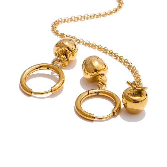 Apple Pendant Necklace & Earrings Set