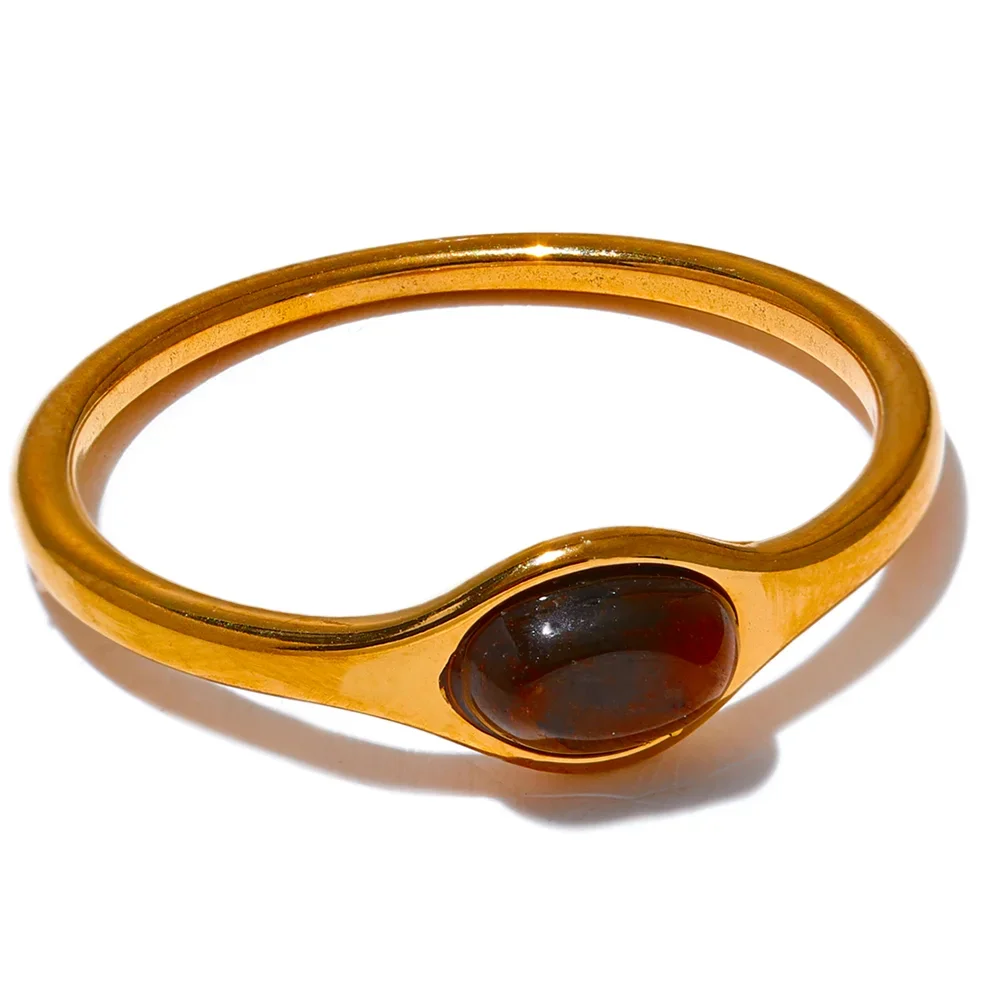 Oval Natural Stone Thin Ring