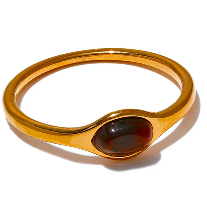 Oval Natural Stone Thin Ring