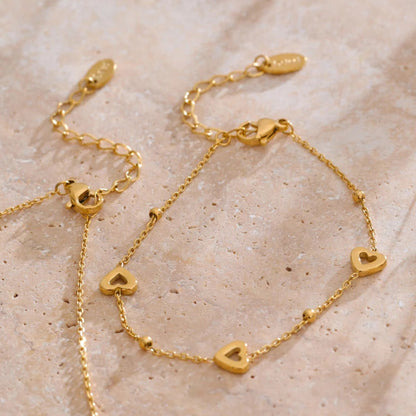 Romantic Heart Chain Necklace & Bracelet Set