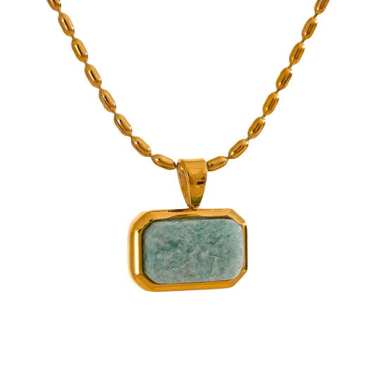 Square-shaped Amazonite pendant necklace