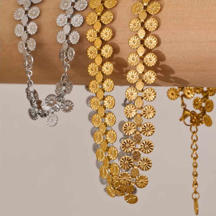 Coin Flower Necklace & Bracelet Set