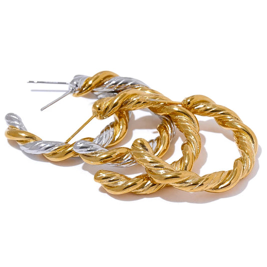 Twisted C-Shape Huggie Earrings