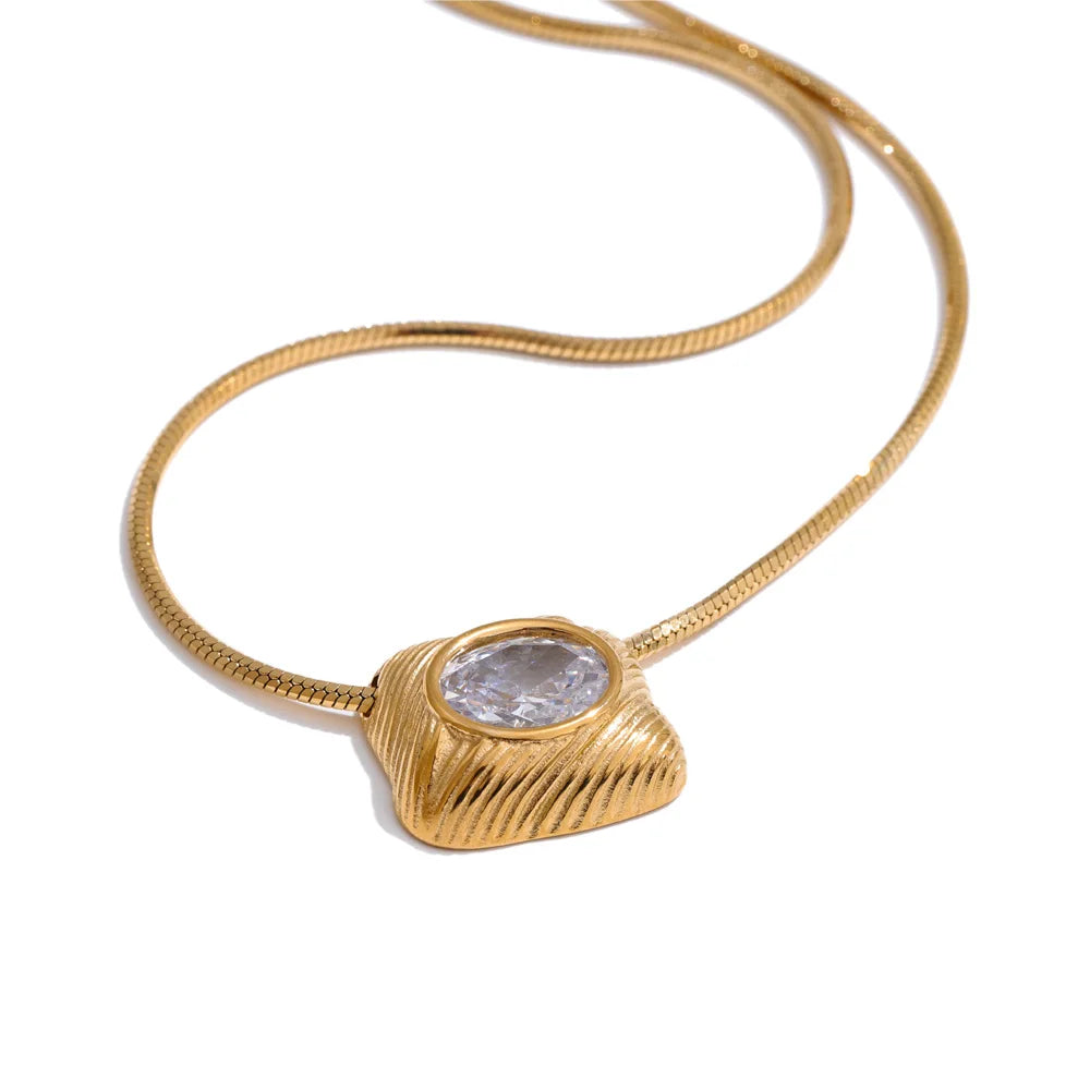 Square Cubic Zirconia Pendant Necklace