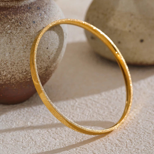 Round Bangle with Gold-Tone Edging
