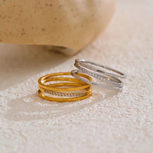 Elegant Stainless Steel Ring with Cubic Zirconia