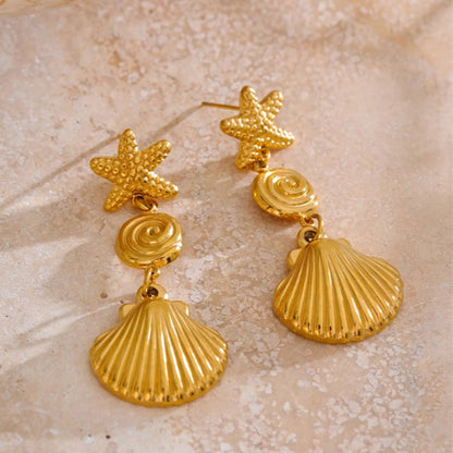 Starfish & Shell Dangle Earrings