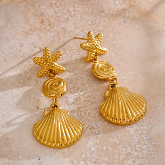 Starfish & Shell Dangle Earrings