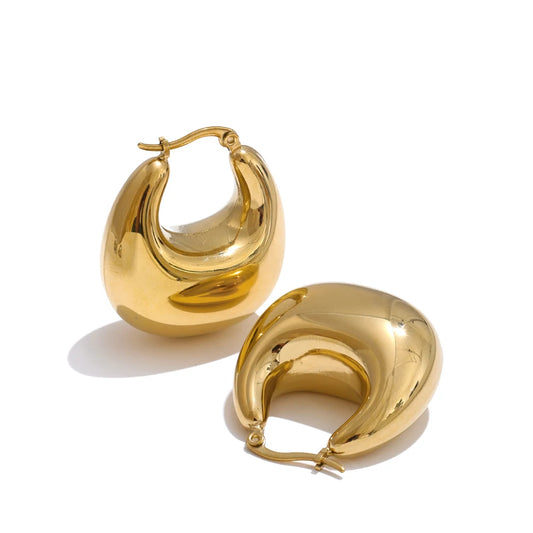 Glossy Chunky Hollow Hoop Earrings