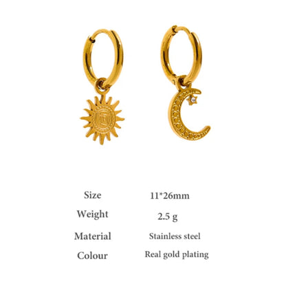 Star & Moon Asymmetrical Hoop Earrings