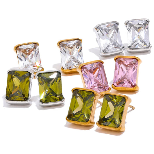 Square AAA Cubic Zirconia Stud Earrings